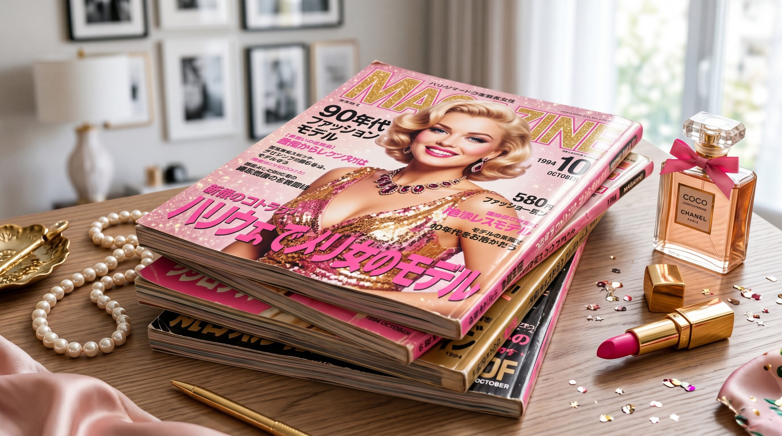 90年代風の華やかな女性ファッション雑誌